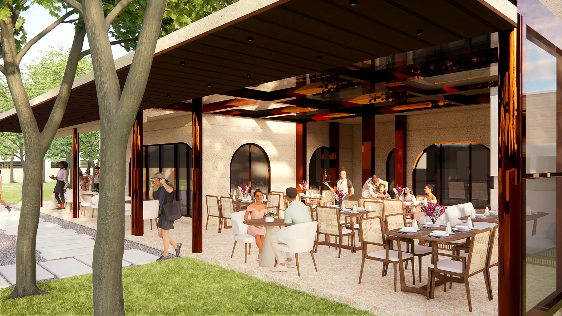 Courtyard Café, Hospitality architectural visualisation