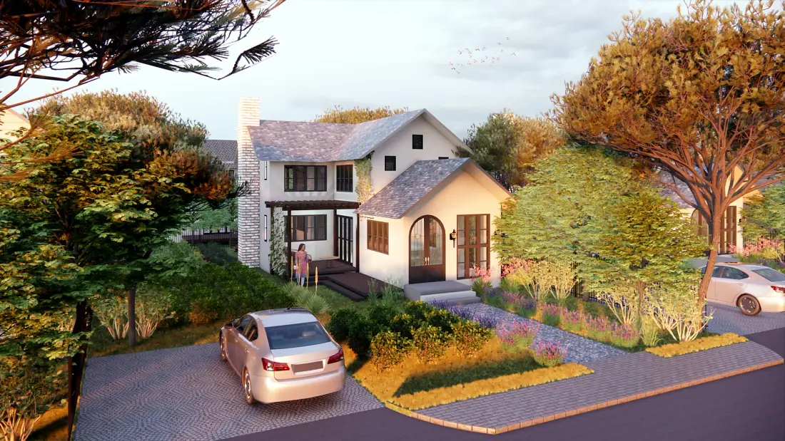 Garden Court Villas, Farmplot Villas architectural visualisation